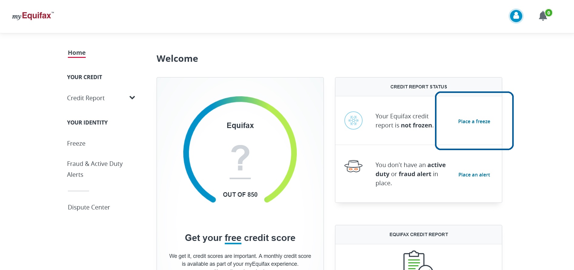 Freeze equifax snowcap me